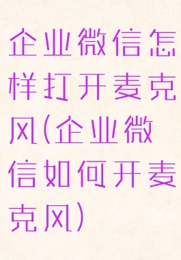 企业微信怎样打开麦克风(企业微信如何开麦克风)