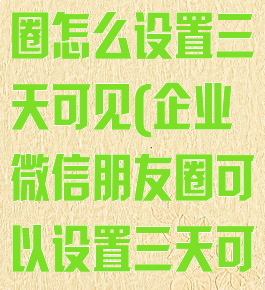 企业微信朋友圈怎么设置三天可见(企业微信朋友圈可以设置三天可见吗)