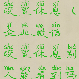 企业微信设置休息(企业微信设置休息别人能看到吗)