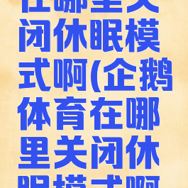 企鹅体育在哪里关闭休眠模式啊(企鹅体育在哪里关闭休眠模式啊苹果手机)