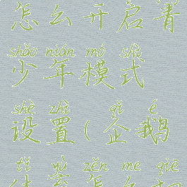 企鹅体育怎么开启青少年模式设置(企鹅体育怎么切换清晰度)