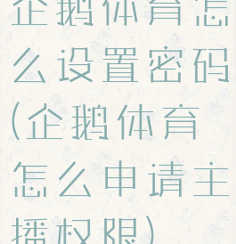 企鹅体育怎么设置密码(企鹅体育怎么申请主播权限)