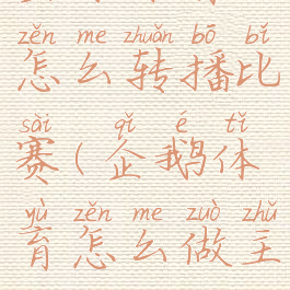 企鹅体育怎么转播比赛(企鹅体育怎么做主播)