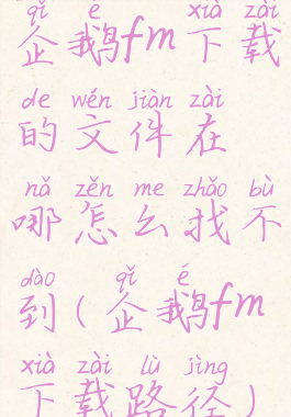 企鹅fm下载的文件在哪怎么找不到(企鹅fm下载路径)
