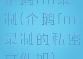 企鹅fm录制(企鹅fm录制的私密文件如)