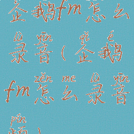 企鹅fm怎么录音(企鹅fm怎么录音频)