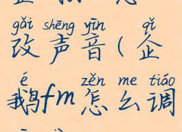 企鹅fm怎么改声音(企鹅fm怎么调音效)