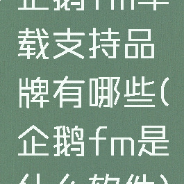 企鹅fm车载支持品牌有哪些(企鹅fm是什么软件)