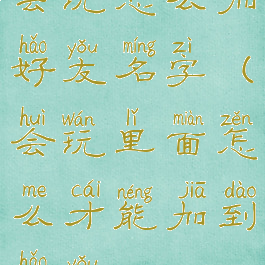 会玩怎么加好友名字(会玩里面怎么才能加到好友)