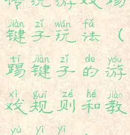 传统游戏踢键子玩法(踢键子的游戏规则和教育意义)