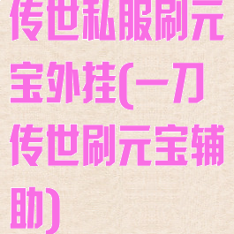 传世私服刷元宝外挂(一刀传世刷元宝辅助)