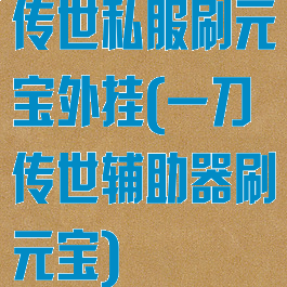 传世私服刷元宝外挂(一刀传世辅助器刷元宝)