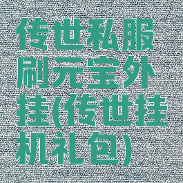传世私服刷元宝外挂(传世挂机礼包)