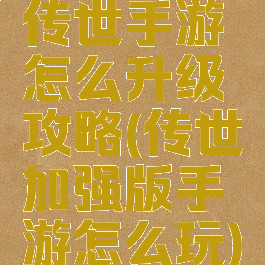 传世手游怎么升级攻略(传世加强版手游怎么玩)
