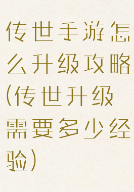 传世手游怎么升级攻略(传世升级需要多少经验)