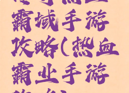 传奇热血霸域手游攻略(热血霸业手游攻略)