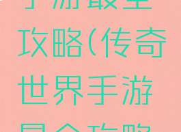 传奇世界手游最全攻略(传奇世界手游最全攻略大全)