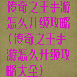 传奇之王手游怎么升级攻略(传奇之王手游怎么升级攻略大全)