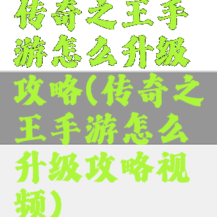 传奇之王手游怎么升级攻略(传奇之王手游怎么升级攻略视频)