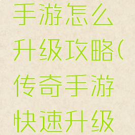 传奇之王手游怎么升级攻略(传奇手游快速升级攻略)