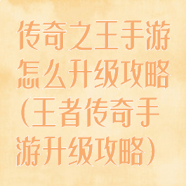 传奇之王手游怎么升级攻略(王者传奇手游升级攻略)