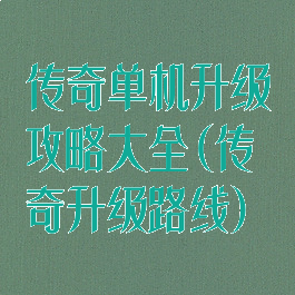传奇单机升级攻略大全(传奇升级路线)
