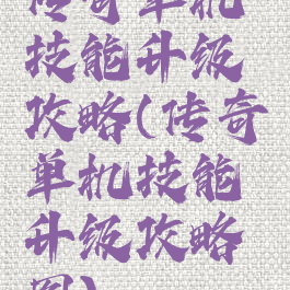 传奇单机技能升级攻略(传奇单机技能升级攻略图)