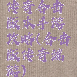 传奇合击版本手游攻略(合击版传奇端游)