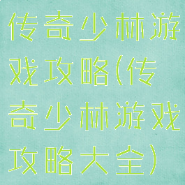 传奇少林游戏攻略(传奇少林游戏攻略大全)