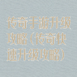 传奇手游升级攻略(传奇快速升级攻略)
