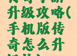 传奇手游升级攻略(手机版传奇怎么升级快)