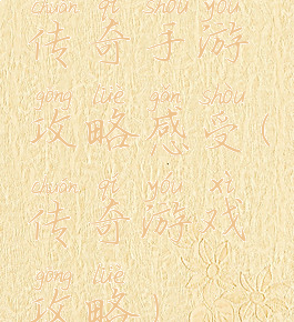 传奇手游攻略感受(传奇游戏攻略)