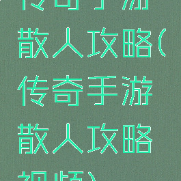 传奇手游散人攻略(传奇手游散人攻略视频)