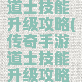 传奇手游道士技能升级攻略(传奇手游道士技能升级攻略大全)