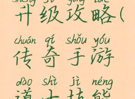 传奇手游道士技能升级攻略(传奇手游道士技能升级攻略视频)