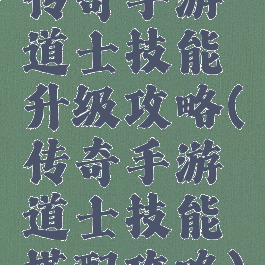 传奇手游道士技能升级攻略(传奇手游道士技能搭配攻略)