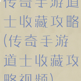 传奇手游道士收藏攻略(传奇手游道士收藏攻略视频)