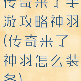 传奇来了手游攻略神羽(传奇来了神羽怎么装备)