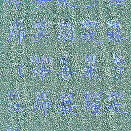 传奇来了法师手游攻略(传奇来了法师最强攻略)