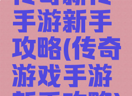 传奇新传手游新手攻略(传奇游戏手游新手攻略)