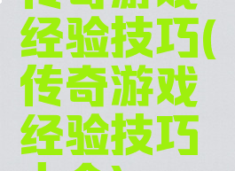 传奇游戏经验技巧(传奇游戏经验技巧大全)