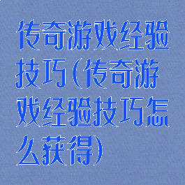 传奇游戏经验技巧(传奇游戏经验技巧怎么获得)