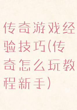 传奇游戏经验技巧(传奇怎么玩教程新手)