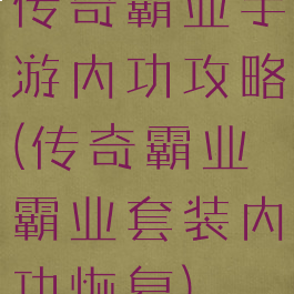 传奇霸业手游内功攻略(传奇霸业霸业套装内功恢复)