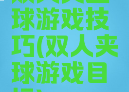 双人夹篮球游戏技巧(双人夹球游戏目标)