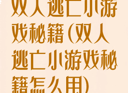 双人逃亡小游戏秘籍(双人逃亡小游戏秘籍怎么用)