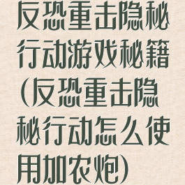 反恐重击隐秘行动游戏秘籍(反恐重击隐秘行动怎么使用加农炮)