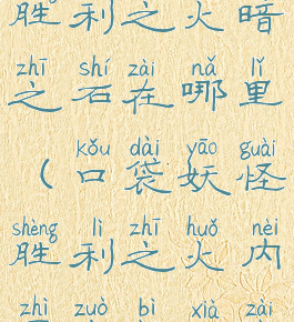 口袋妖怪胜利之火暗之石在哪里(口袋妖怪胜利之火内置作弊下载)