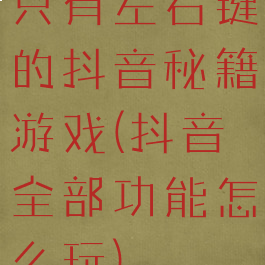 只有左右键的抖音秘籍游戏(抖音全部功能怎么玩)