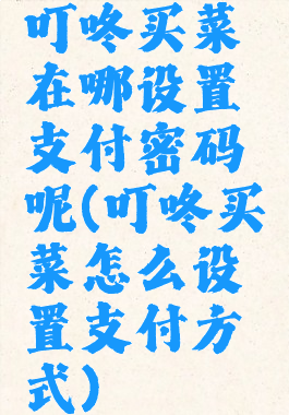 叮咚买菜在哪设置支付密码呢(叮咚买菜怎么设置支付方式)
